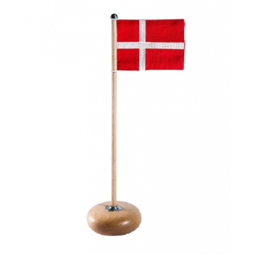 Aviendo Desk Flag Pole - Danish Flag Beechwoo...